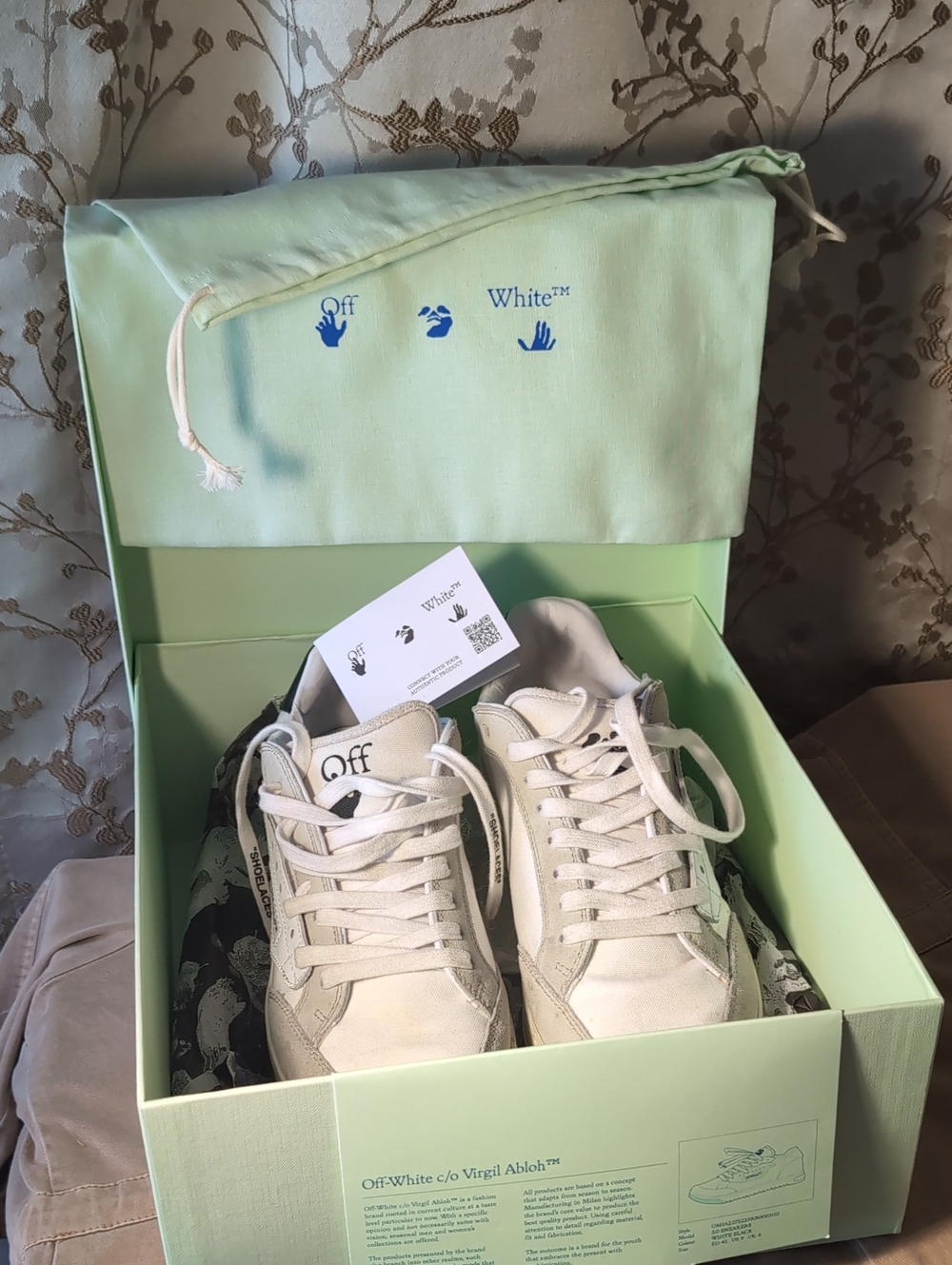 Off-White 5.0 Low Sneakers White Cream Canvas Suede - Excellent Condition OGs
